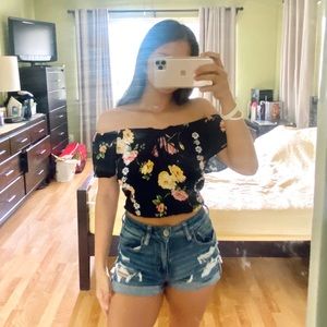 Floral Off Shoulder Crop Top